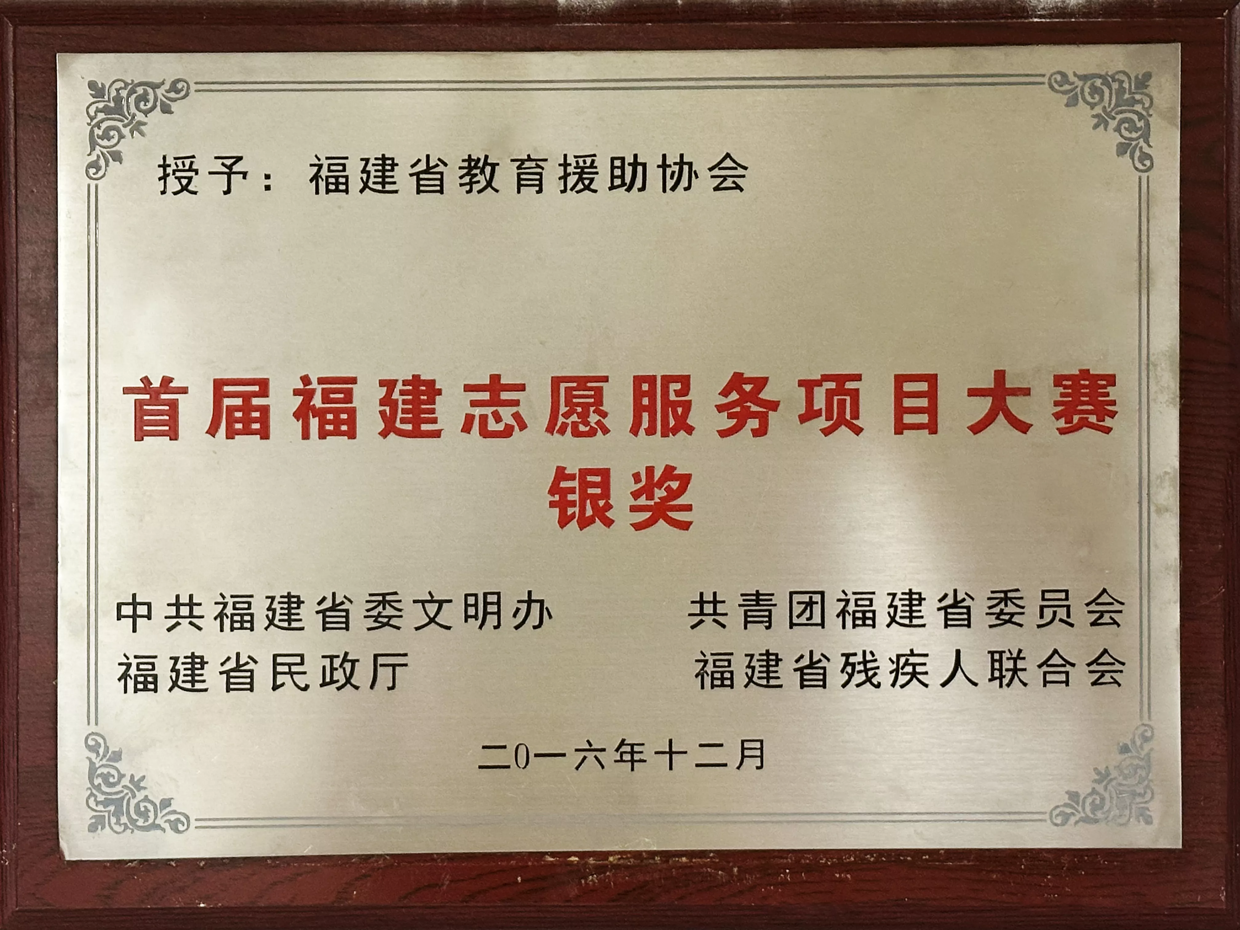 首届福建志愿服务项目大赛银奖